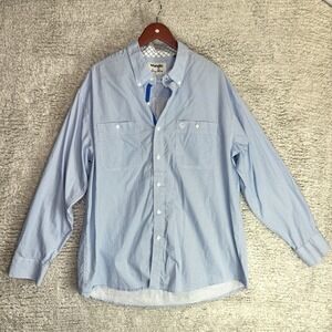 Wrangler George Strait Shirt Xl Long Sleeve Button Up‎ Blue And White